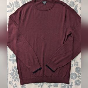 J Crew Merino Wool Burgundy Pullover Sweater Men's Large Tall